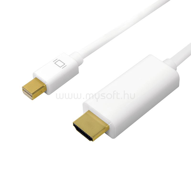 LOGILINK DisplayPort kábel, mDP/M   HDMI-A/M, 4K/30 Hz, fehér, 3 m
