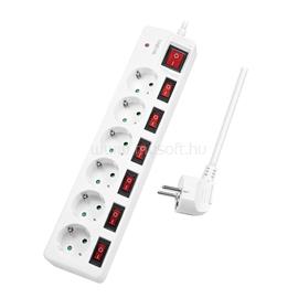 LOGILINK Elosztó 6-os 7 kapcsolóval, 6x CEE 7/3 (fehér) LOGILINK_LPS250 small