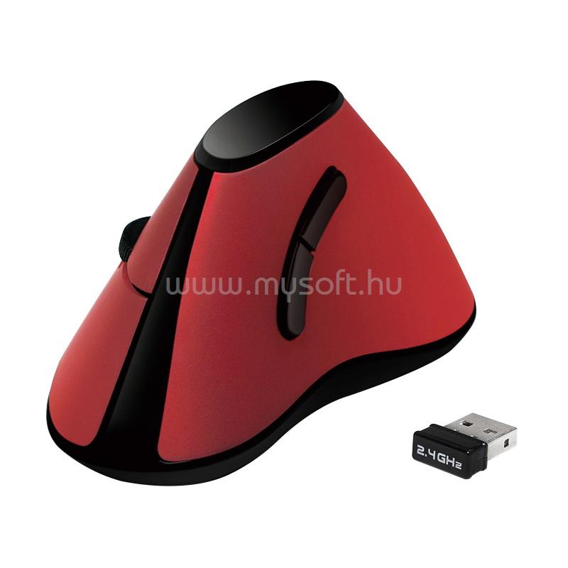 LOGILINK Ergonomikus függőleges egér, vezeték nélküli 2,4 GHz, piros