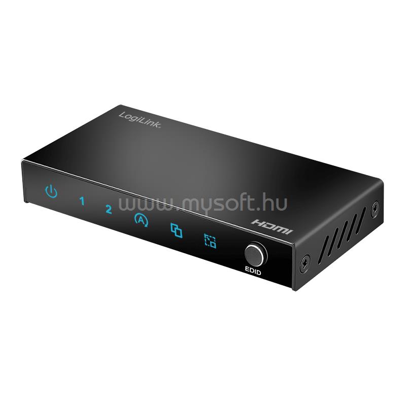 LOGILINK HDMI elosztó, 1x2 portos, 4K/60 Hz, HDCP, EDID, HDR, CEC, felbontásnövelő