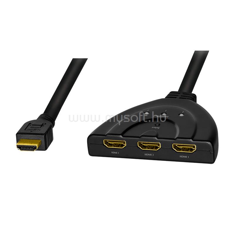 LOGILINK HDMI kapcsoló, 3 portos, kétirányú (1x3/3x1), 4K/30 Hz, CEC, pigtail