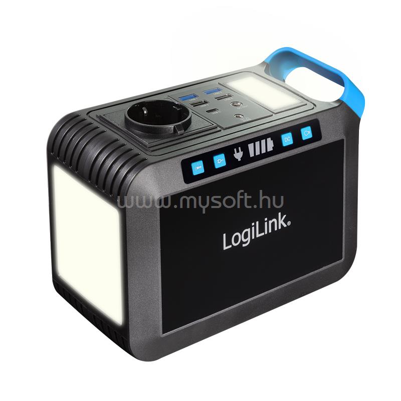 LOGILINK Hordozható erőmű, 200 W, 40 000 mAh, 7x kimenet, IP20 (fekete/kék)