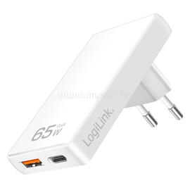 LOGILINK Kettős USB aljzat adapter, GaN, 65 W, USB-A, USB-C, extra vékony (fehér) LOGILINK_PA0368 small