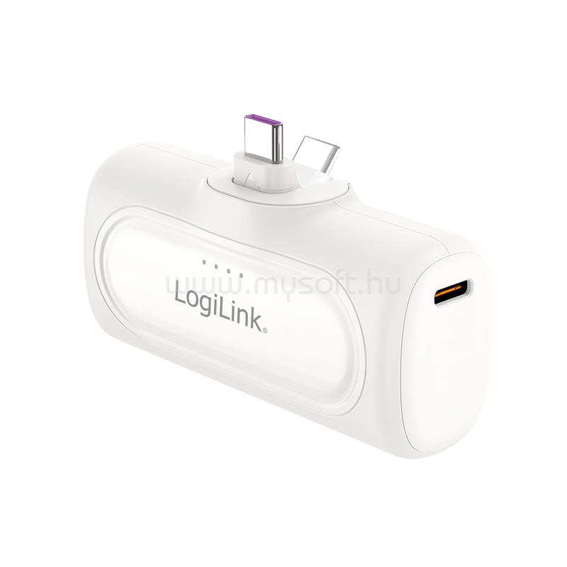LOGILINK Kompakt powerbank 5000 mAh, 2x USB-C, gyorstöltés funkció (fehér)