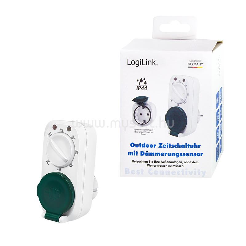 LOGILINK Mechanikus időkapcsoló sötétedés érzékelővel, IP44, kültéri