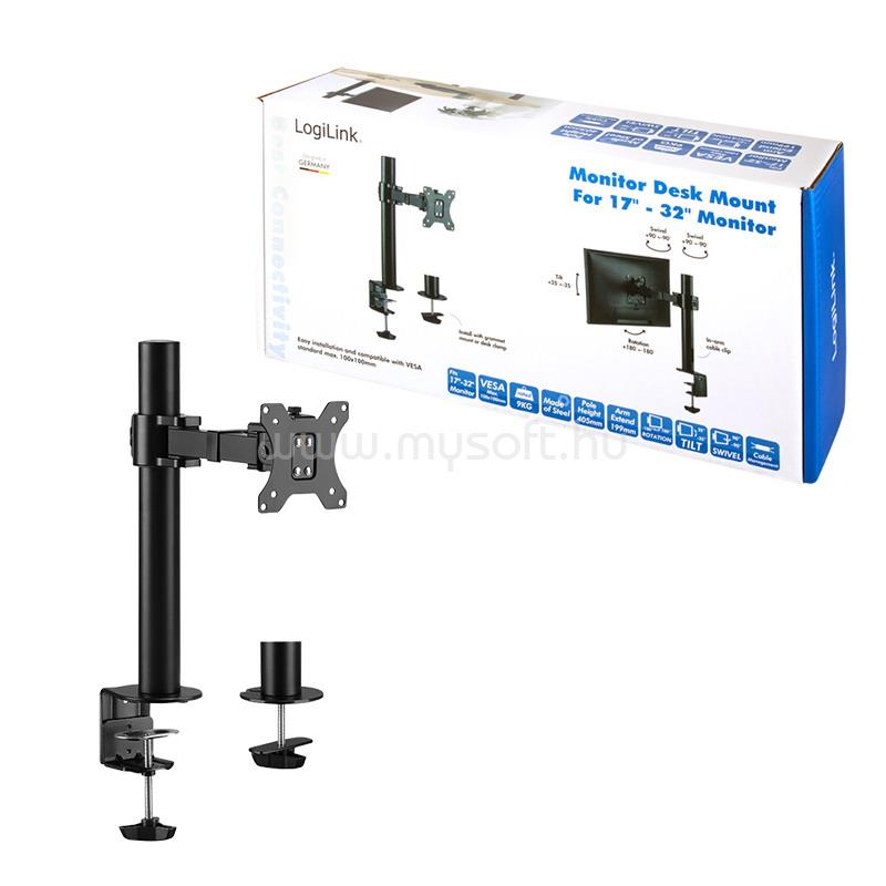 LOGILINK Monitortartó, 17-32", acél, 199 mm karhossz