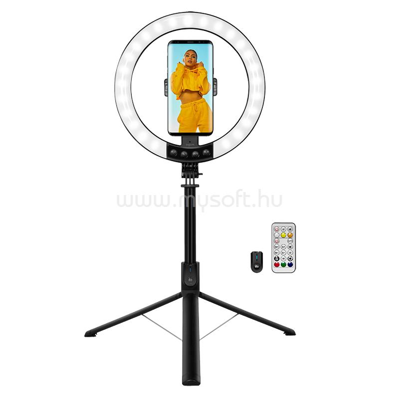LOGILINK okostelefon gyűrűs lámpa selfie stick állvánnyal, távzárral, átmérő 25 cm