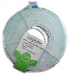 LOGILINK Patch kábel SlimLine, lapos, Cat.5e, U/UTP, fehér, 5 m