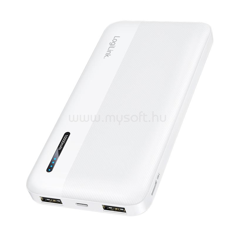 LOGILINK Powerbank 10 000 mAh, 2x USB-A, USB-C, gyorstöltés funkcióval (fehér)