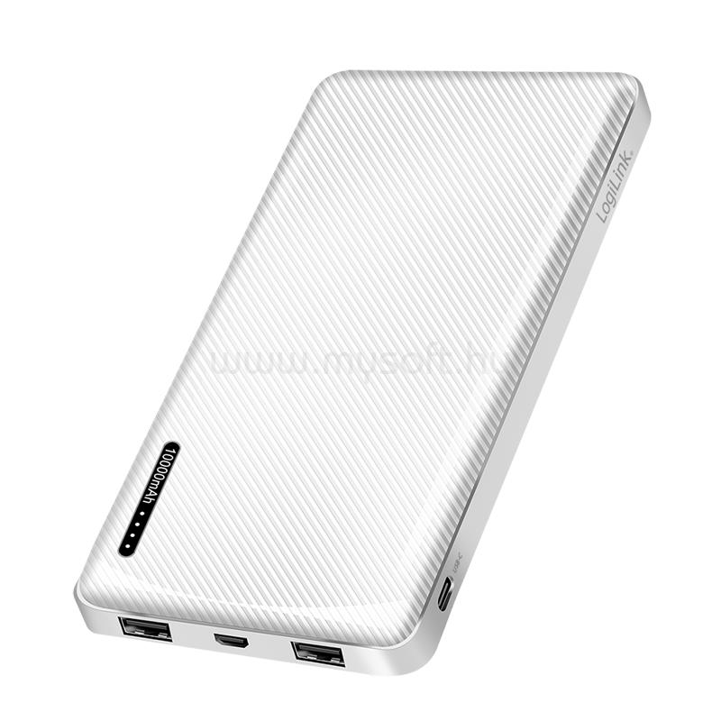 LOGILINK powerbank 10 000 mAh, 2x USB-A, USB-C, gyorstöltéssel (fehér)