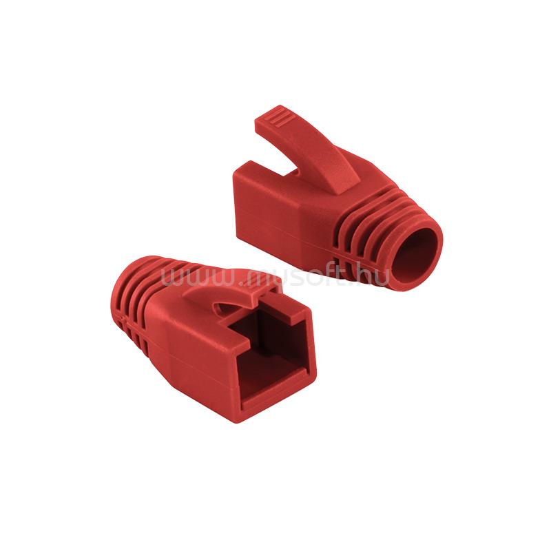 LOGILINK RJ45 feszültségmentesítő védőburkolat, 8 mm, piros, 50 db