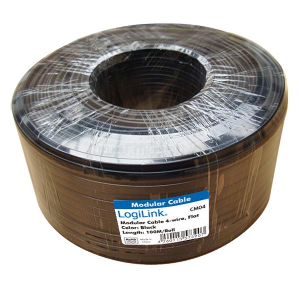 LOGILINK Telefon kábel, lapos, 4 eres, CCA, 6x 0,12 mm, 100 m