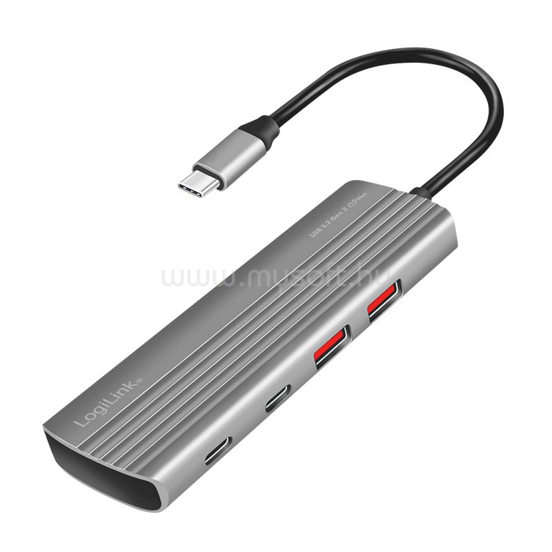 LOGILINK Ultravékony USB 3.2 Gen2 hub, 2x USB-A, 5x USB-C, PD, 100 W (asztroszürke)