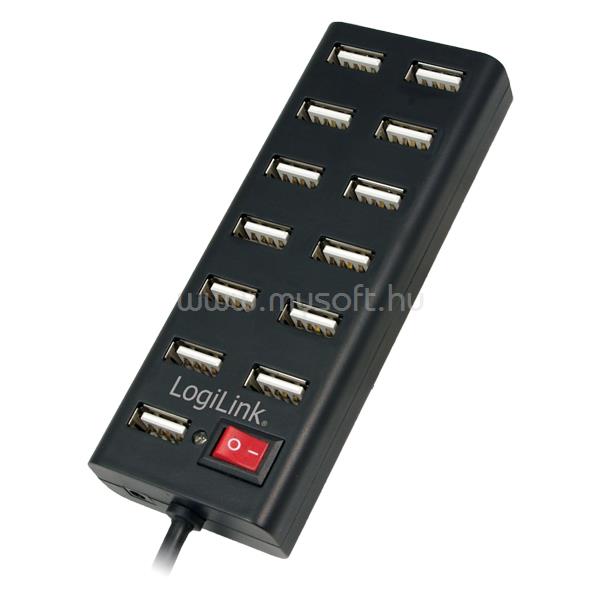LOGILINK USB 2.0 13 portos hub, ki/be kapcsolóval