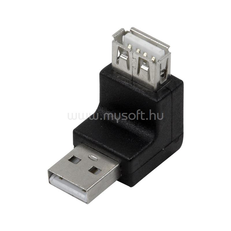 LOGILINK USB 2.0 adapter, USB-A/M - USB-A/F, 270 -os szög, fekete