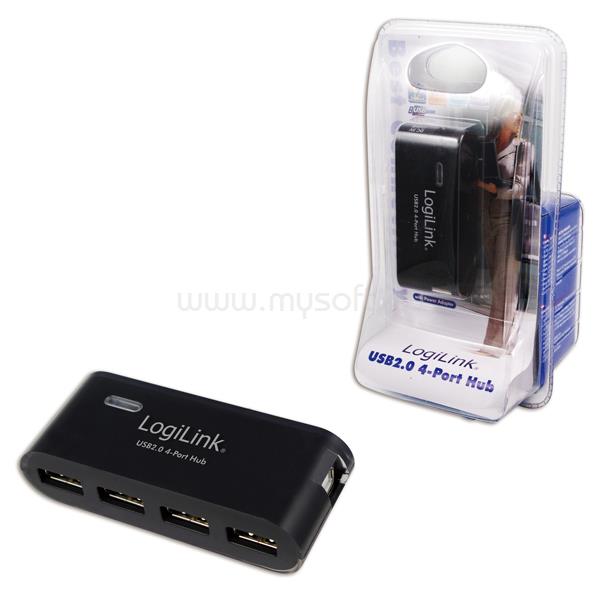 LOGILINK USB 2.0-ás 4 portos hub, táppal, fekete