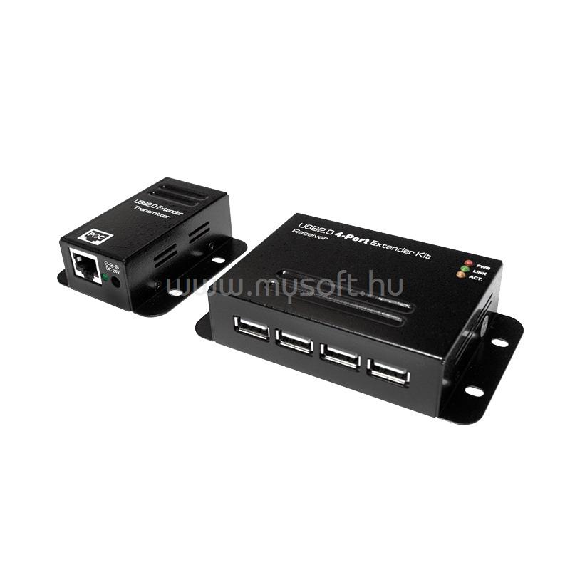 LOGILINK USB 2.0 Cat.5 hosszabító akár 50m-ig 4-port hub, POE