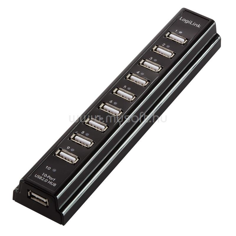 LOGILINK USB 2.0 HUB 10-port, 3,5A tápegységgel, fekete színű