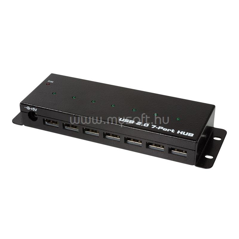 LOGILINK USB 2.0 hub 7 portos, ipari szintű, fém ház