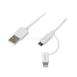 LOGILINK USB 2.0 kábel, USB-A/M - Micro-USB + Lightning/M, fehér, 1 m LOGILINK_CU0118 small
