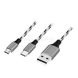 LOGILINK USB 2.0 kábel, USB-A/M - Micro-USB + USB-C, fehér/fekete, 1,2 m LOGILINK_CU0202 small