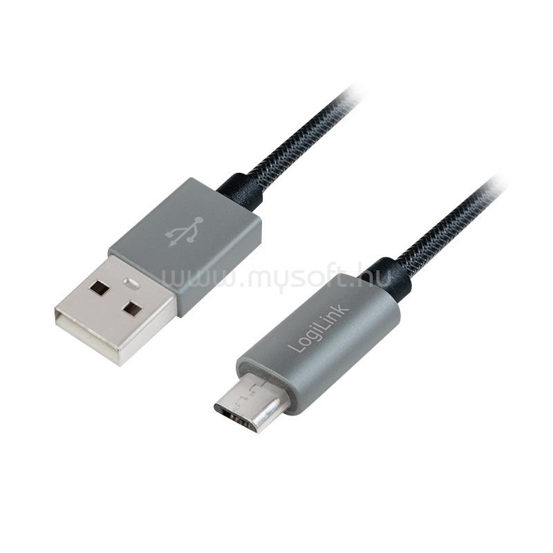 LOGILINK USB 2.0 kábel, USB-A/M - Micro-USB/M, nylon, alu, 1 m