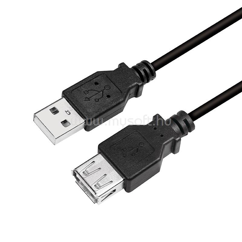 LOGILINK USB 2.0 kábel, USB-A/M - USB-A/F, fekete, 5 m