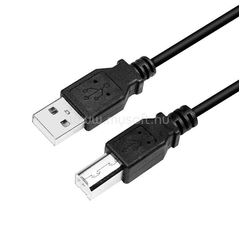 LOGILINK USB 2.0 kábel, USB-A/M - USB-B/M, fekete, 2 m