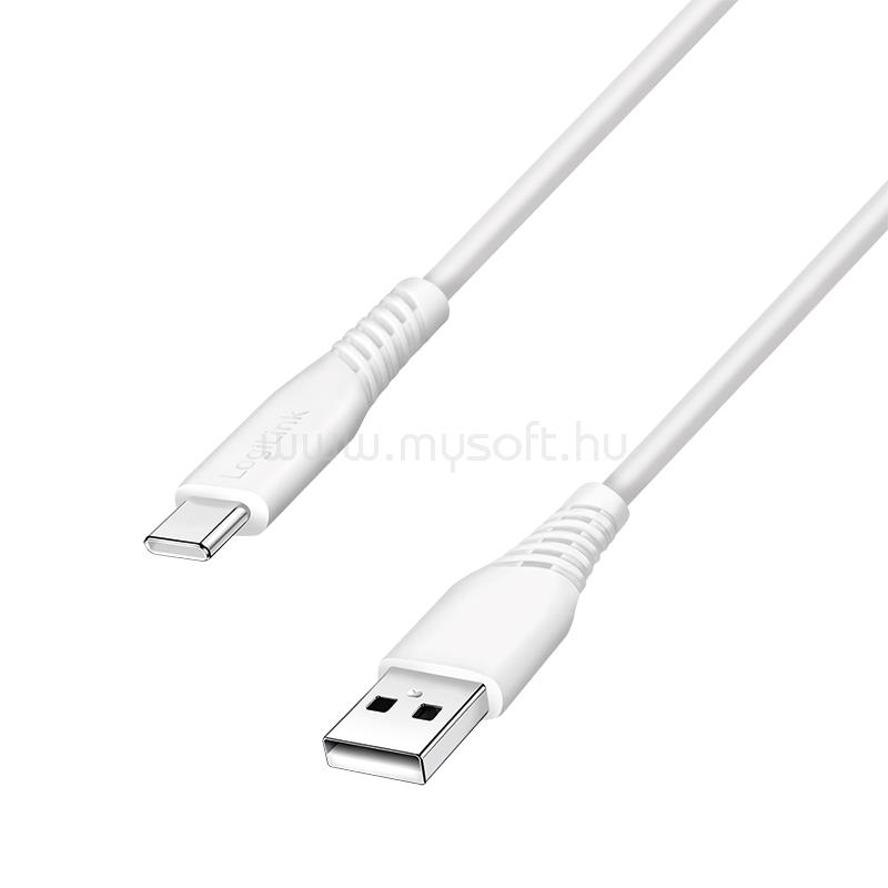 LOGILINK USB 2.0 Type-C kábel, C/M - A/M, 480 Mbps, 15W, fehér, 1,5 m