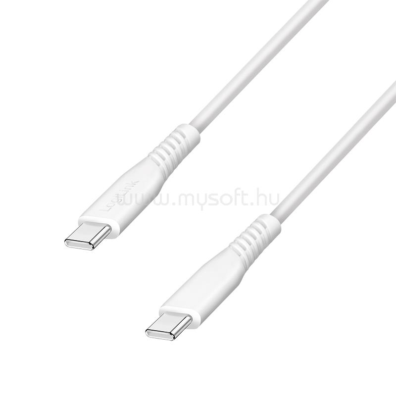 LOGILINK USB 2.0 Type-C kábel, C/M - C/M, 480 Mbps, 60W, fehér, 0,5 m
