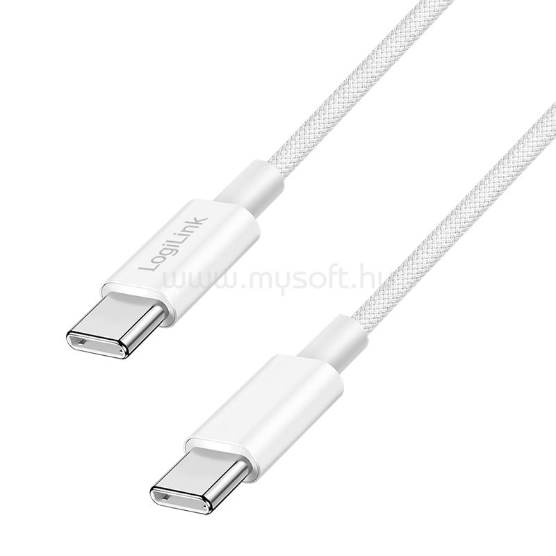 LOGILINK USB 2.0 Type-C kábel, C/M - C/M, 480 Mbps, 60W, nejlon, 0,5 m (fehér)