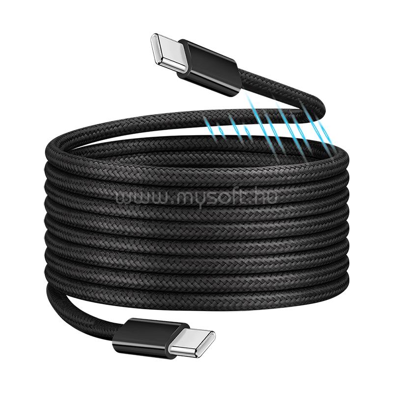LOGILINK USB 2.0 Type-C kábel, C/M - C/M, mágneses, 100W, nejlon, fekete, 1,5 m