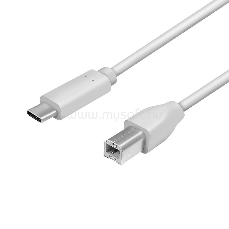 LOGILINK USB 2.0 Type-C kábel, C/M - USB-B/M, szürke, 2 m