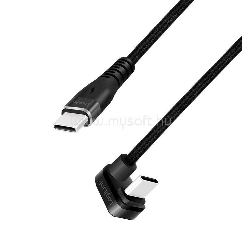 LOGILINK USB 2.0 Type-C kábel, C/M 180 fok - USB-C/M, alu, fekete, 2 m