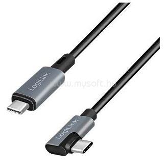 LOGILINK USB 2.0 Type-C kábel, C/M 90 fok - USB-C/M, E-jel, PD, fekete, 3 m