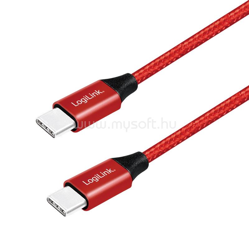LOGILINK USB 2.0 Type-C kábel, C/M-C/M, fém, szövet, 1 m