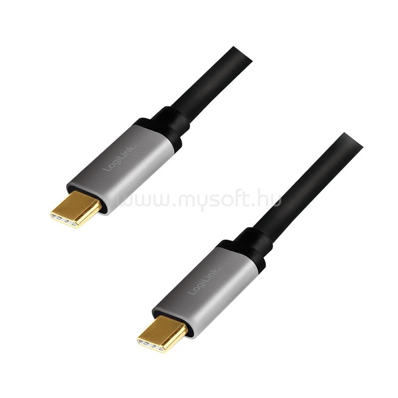 LOGILINK USB 2.0 Type-C kábel, C/M-C/M, PD, alu, 1,5 m