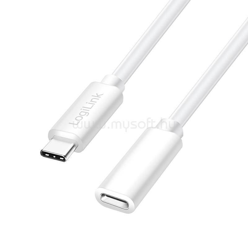 LOGILINK USB 2.0 Type-C kábel, C/M-USB-C/F, PD, 3 m (fehér)