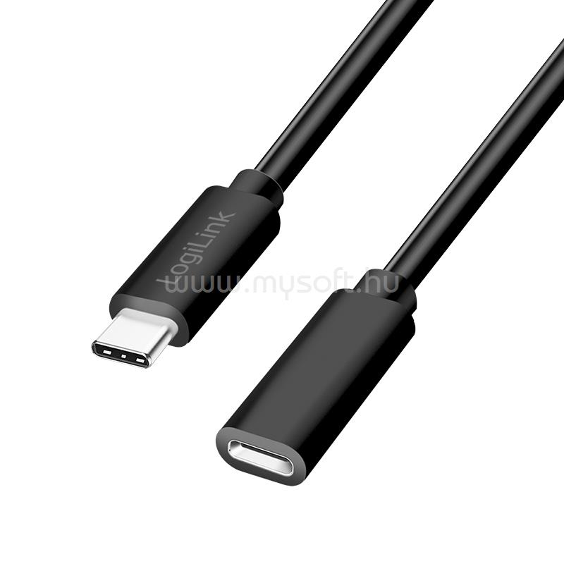LOGILINK USB 2.0 Type-C kábel, C/M-USB-C/F, PD, fekete, 3 m