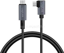 LOGILINK USB 2.0 Type-C kábel, USB-C/M 90 fok - USB-C/M, E-jel, PD, fekete, 2 m LOGILINK_CU0183 small