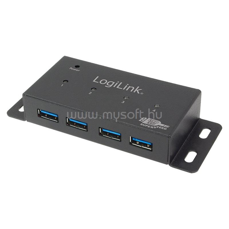 LOGILINK USB 3.0 hub, 4 portos, fém ház