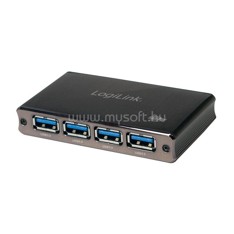 LOGILINK USB 3.0 HUB 4-port, alumínium, tápegységgel együtt