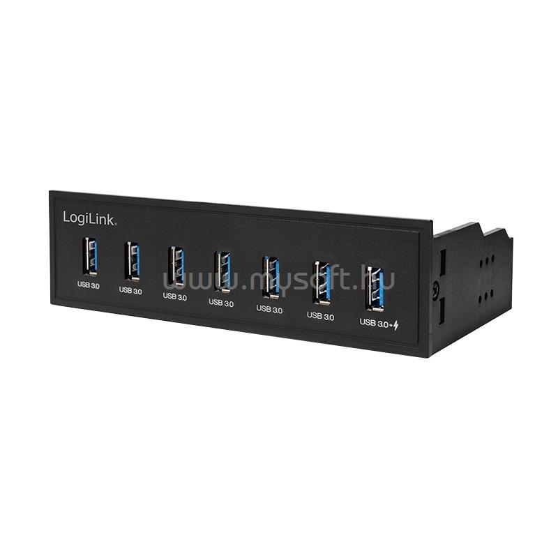 LOGILINK USB 3.0 hub 5,25", 7 portos, belső, gyorstöltő porttal (fekete)