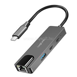 LOGILINK USB 3.2 Gen 1 hub, 3 portos, 2,5G Gigabit Ethernet adapterrel (térszürke) LOGILINK_UA0432 small