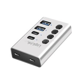LOGILINK USB 3.2 Gen1 hub, 4 port kábellel/adapterrel, USB-A/C, ki/be kapcsoló, alumínium LOGILINK_UA0446 small