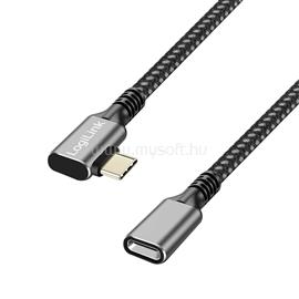 LOGILINK USB 3.2 Gen1 Type-C kábel, C/M 90  - USB-C/F, PD, alu, fekete/szürke, 2 m LOGILINK_CUA0112 small