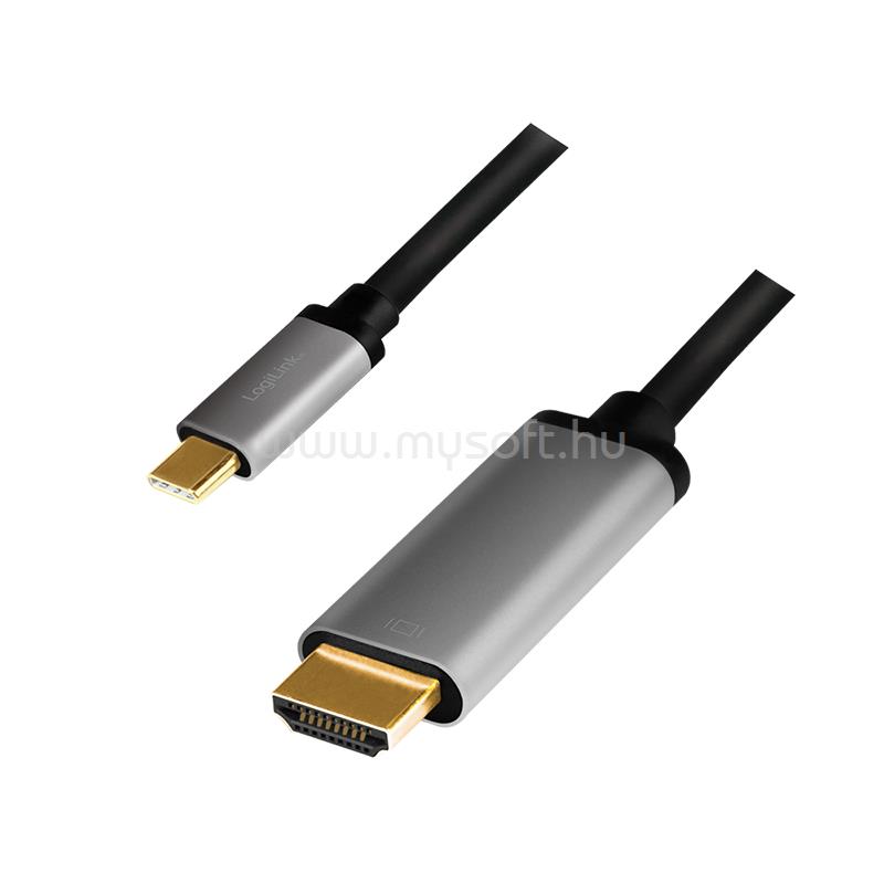 LOGILINK USB 3.2 Gen1 Type-C kábel, C/M-HDMI/M, 4K, alu, 1,8 m