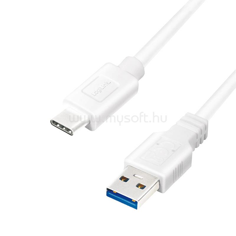 LOGILINK USB 3.2 Gen1 Type-C kábel, C/M-USB-A/M, fehér, 2 m