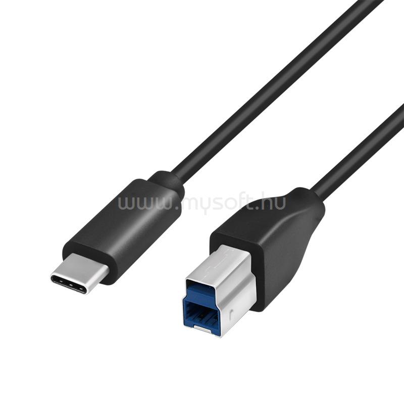 LOGILINK USB 3.2 Gen1 Type-C kábel, C/M-USB-B/M, fekete, 2 m