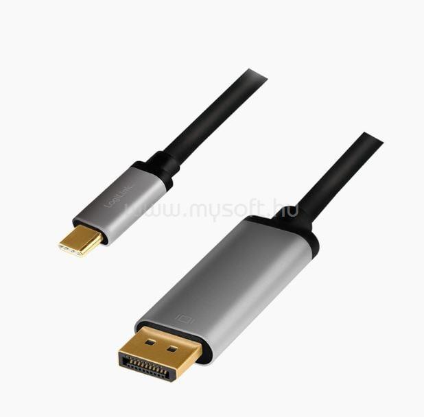 LOGILINK USB 3.2 Gen1 Type-C kábel C/M-DP/M 4K alu 1,8m